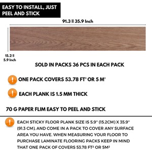 Light Brown Self-Adhesive Floor Planks Pack of 36 Vinyl Flooring  shot 5718308