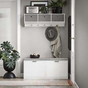 Shoe Bench with 2 Flip-drawers