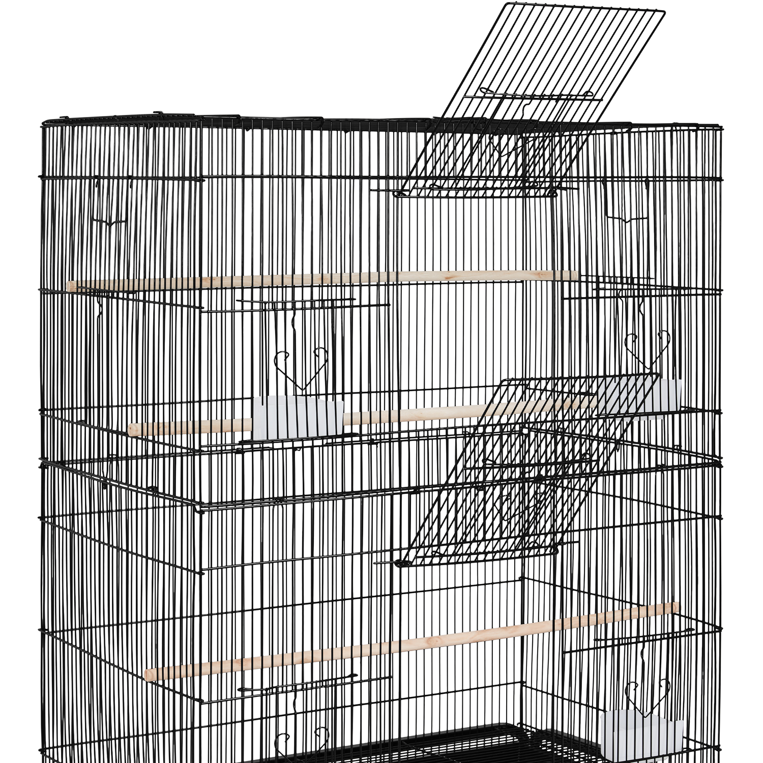 Image showcasing Rolling Large Parrot Cage with Storage Shelf