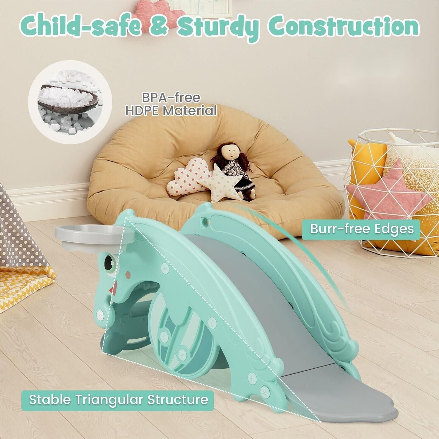 3-in-1 Baby Rocker Toy with Basketball Hoop