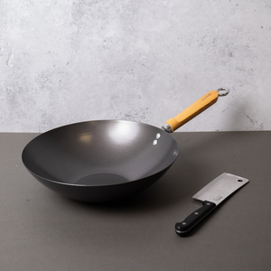 2pc Oriental Set 30cm Non-Stick Wok  Stainless Steel Cleaver