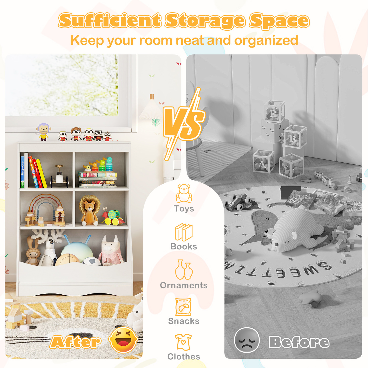 Kids Display Bookcase Toy Organiser - White