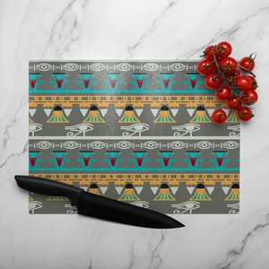 Tribal Art Egyptian Vintage Ethnic Silhouettes Glass Chopping Board