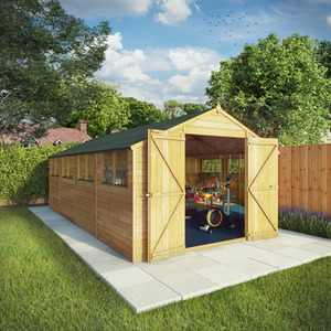 Waltons 20ft x 10ft Wooden Overlap Apex Roof Garden Storage Workshop Shed