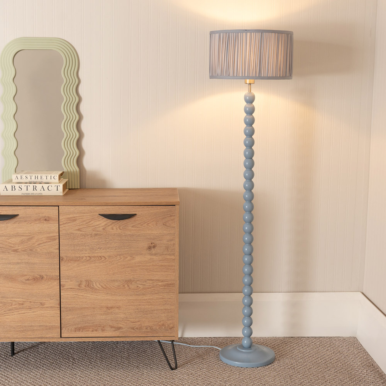 Image of Bobbins Floor Lamp with Ruched Pleated&hellip;