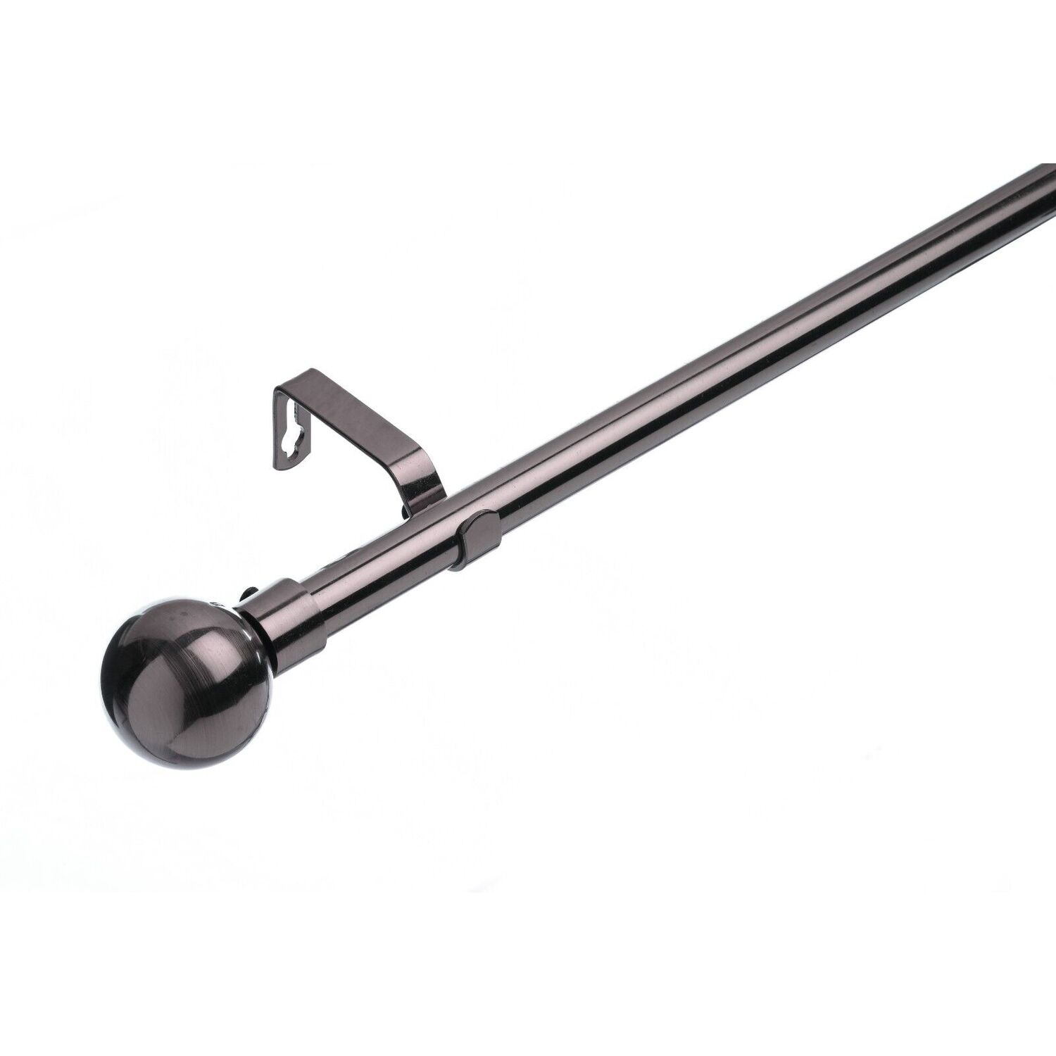 19 mm Extendable Metal Curtain Poles - Black Nickel / 120cm