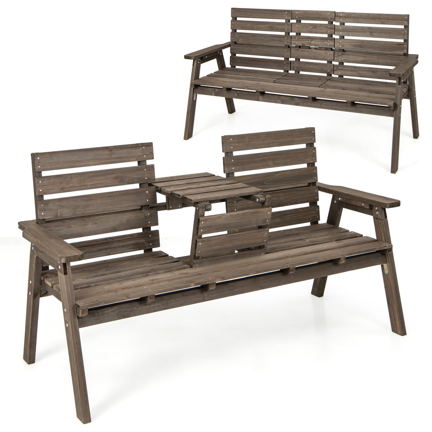 Outdoor Bench with Middle Table