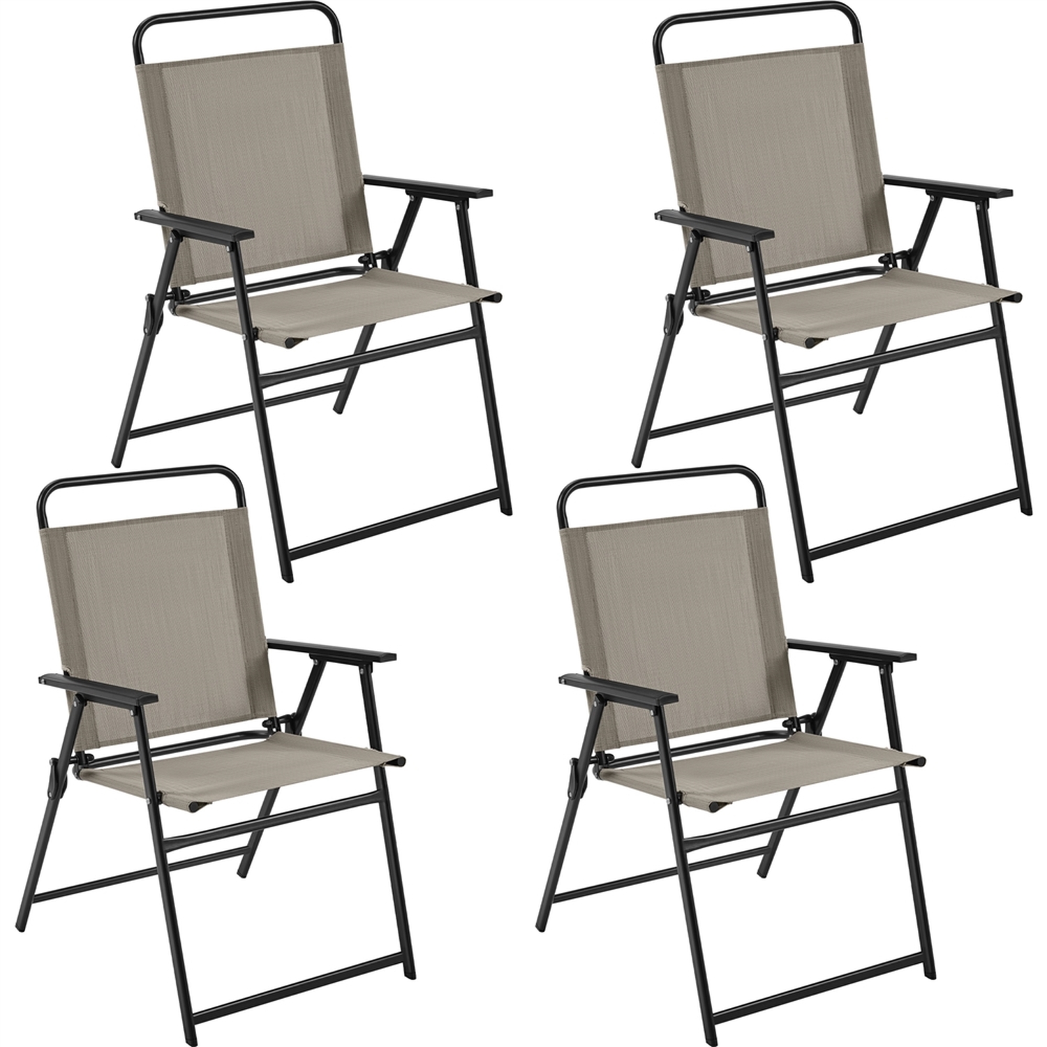 Folding Dining Chair Set For Garden Patio - Brown 17 8kg