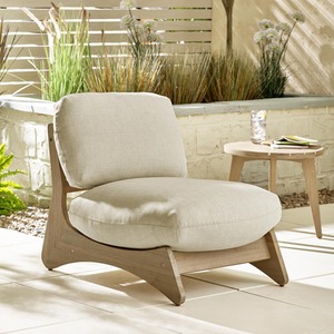 Iko Solid Wood and Cream Outdoor Indoor Accent Chair