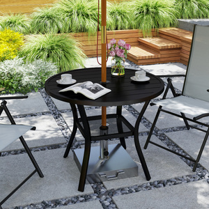 Outsunny Round Garden Dining Table with Parasol Hole