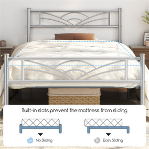 Silver / Single Metal Bed Frame with Cloud Design shot 7825216