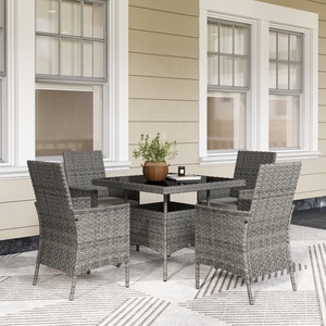 Outsunny 4 Seater Rattan Garden Furniture Set with Cushion