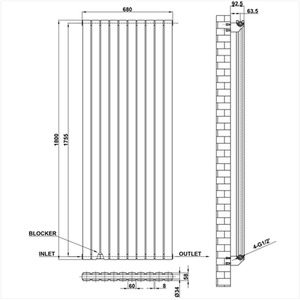 Anthracite / 180cm / 68cm Vertical Flat Panel Radiator Central Heating Rad 1600-1800mm Double Anthracite shot 7864880