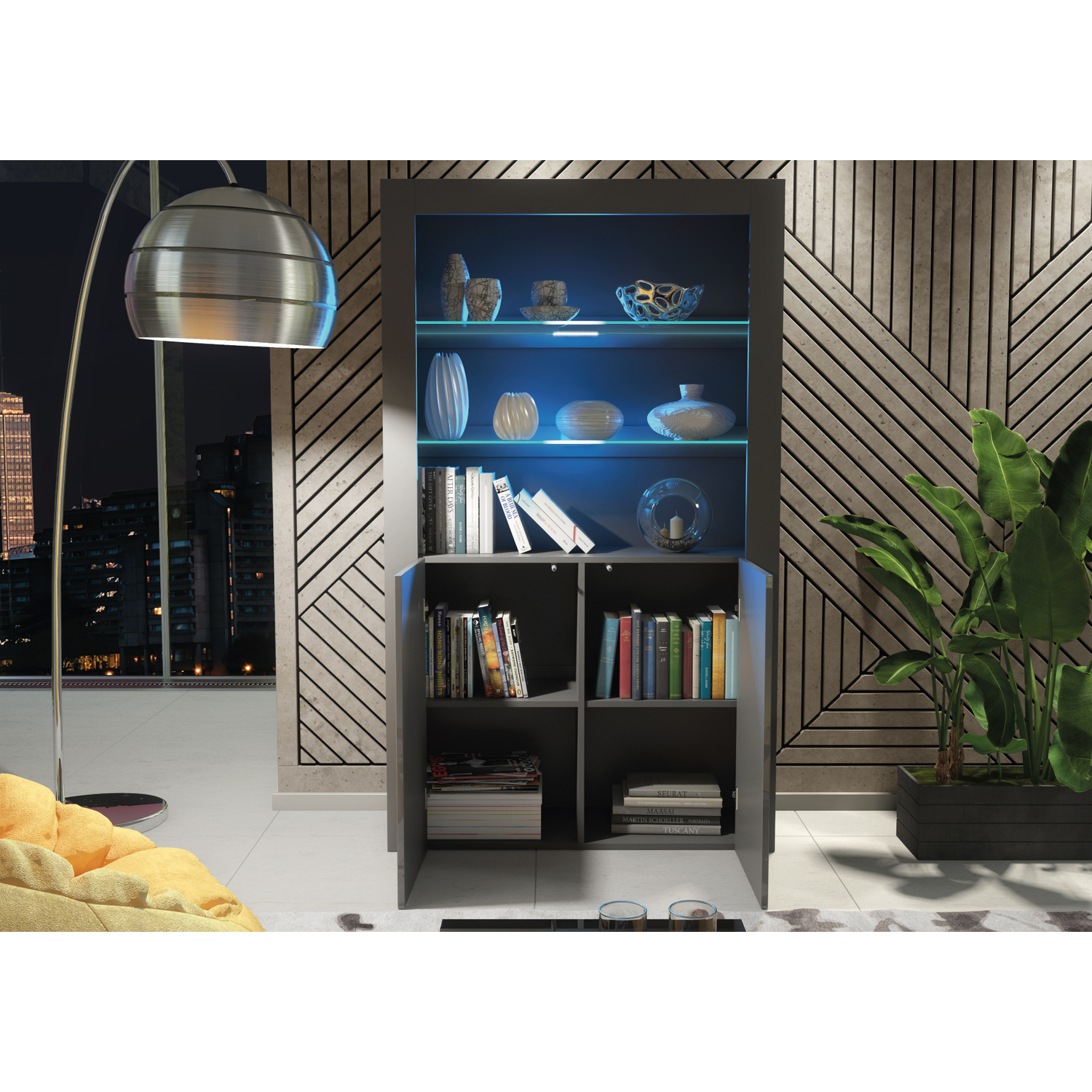 Spectrum Display Cabinet 170cm - Dark Grey
