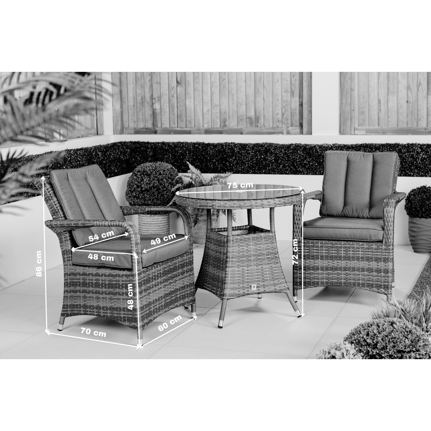 Giardino Arizona Rattan Garden Bistro Set Patio Table And Chairs - Grey