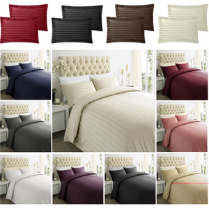 250TC Duvet Cover Sets Sateen Stripe and Pillowcases