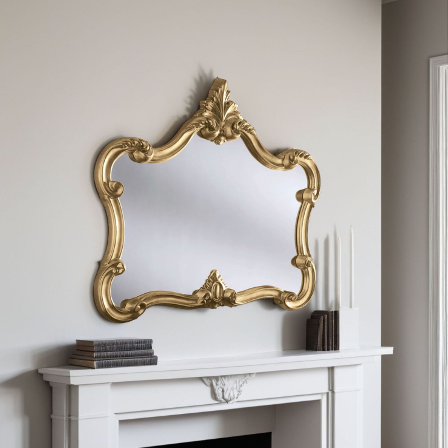 Image of Classic Carved Landscape Mirror - Gold