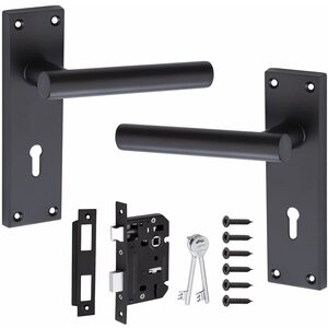 T-Bar Lever Backplate Door Handle Key Lock Set