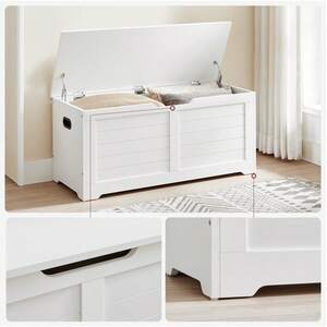 White VASAGLE Chest, Bench, Blanket Box with 2 Safety Hinges, Shoe Bench shot 9241782