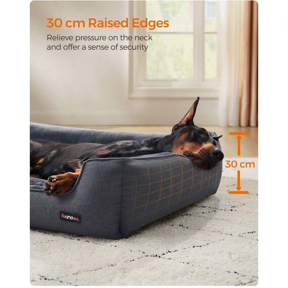 Feandrea Linen-Look Dog Sofa Bed with Washable Cover