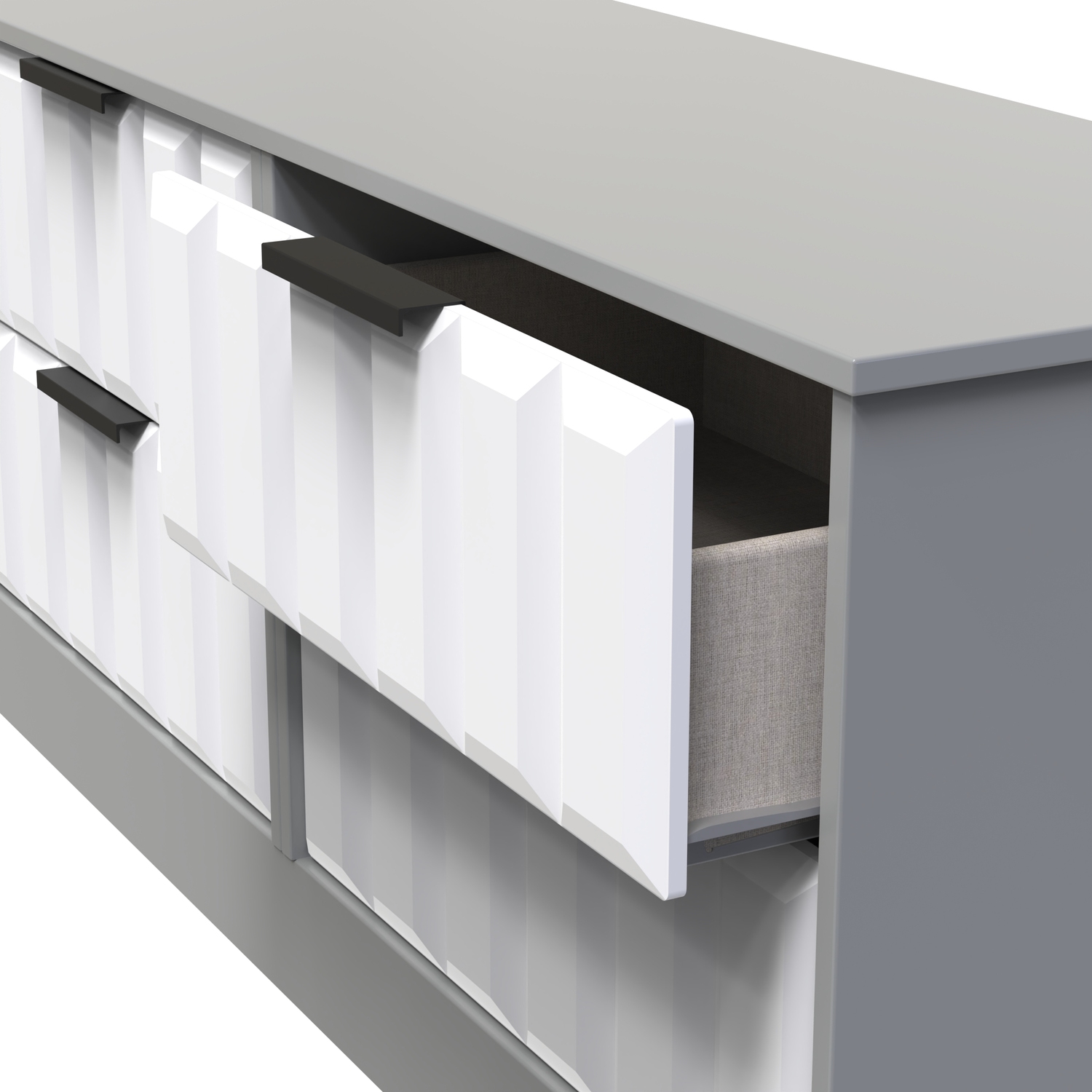 New York C Ready Assembled 4 Drawer Bed Box - White Matt Dusk Grey