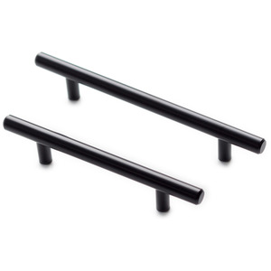 Matt Black Steel Round Kitchen Cabinet T Bar Handles