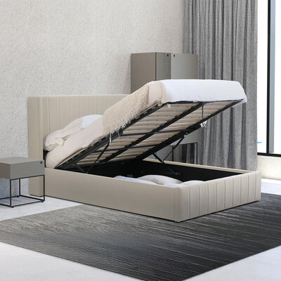 Cream Double Olivia Ottoman Bed