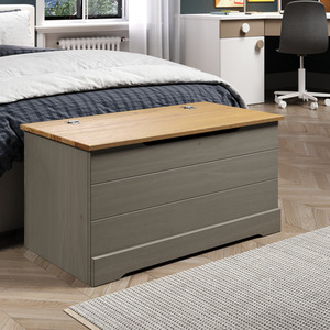 Corona Classic Grey Pine Storage Trunk Lift Up Lid