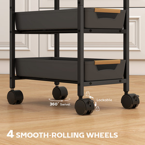 HOMCOM 5-Tier Storage Trolley on Wheels Utility Cart