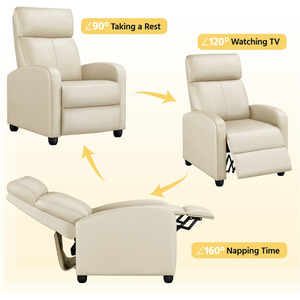 Beige / PU Leather, Composite Board, Foam, Iron Yaheetech Upholstered Armchair Recliner Chair shot 10315997