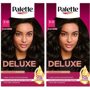 Palette Deluxe Creme Colouration 3-0 Black Brown Hair Dye, 2 Pack