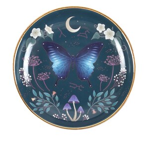 Midnight Moth Trinket Dish With Floral Accents