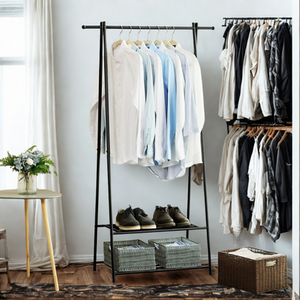 Entryway Metal Coat Rack Stand with Shoe Storage