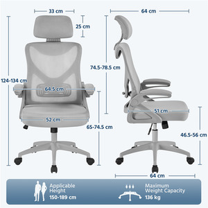 Full Grey / 11.4kg Yaheetech Ergonomic High Back Office Chair shot 10858805