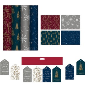 4 Rolls Christmas Wrapping Paper 4M Contemporary 16 Matching Gift Tags