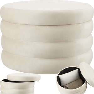 Footstool Altu with Storage, Cylinder, Plush Upholstery