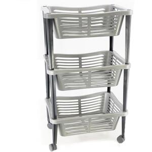 3 Tier Wheel Mounted Trolley Basket On Wheels Movable Organiser