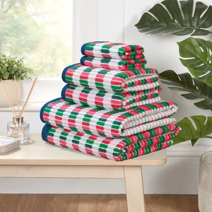 Santa Cruz 6 Piece Cotton Towels Bale Set Striped Soft and Absorbent