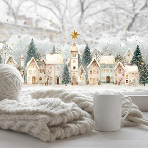 Elegant Christmas Town Window Sticker