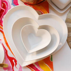 Mikasa Chalk Heart Porcelain Serving Platter, 30cm, White