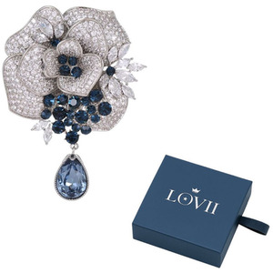 Luminous Crystal Rose Brooch