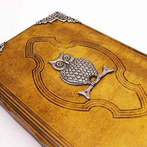 Heafty Coffee Tan Book Zinc Owl Decor 200 Deckle Edges Pages