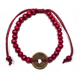 Good Luck Feng Shui Bracelets with Chinese Coins  Wood Beads for Prosperity