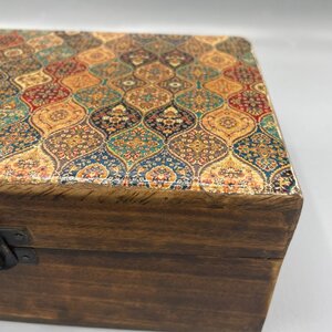 Traditional Pattern Ceramic Wood Storage Box