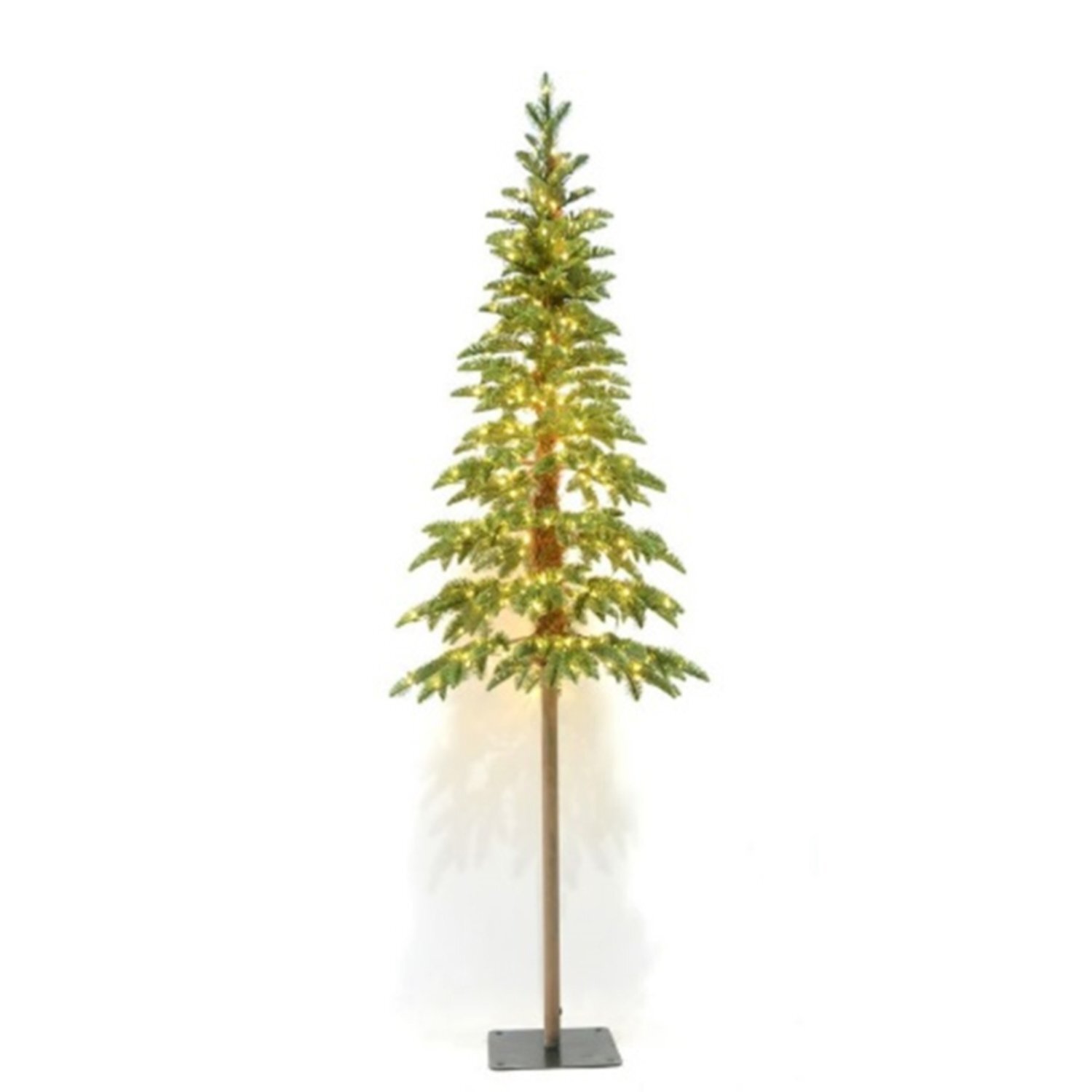 Large Green Woodland Pre Lit Christmas Tree with LED Lights - Green