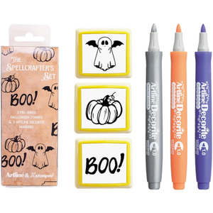 Artline Halloween Pre Inked Stamps and Decorite Pen Set 2