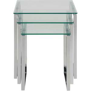 Frederikssund 3-Piece Nesting Coffee Tables with Glass Tops and Chrome Hairpin Legs