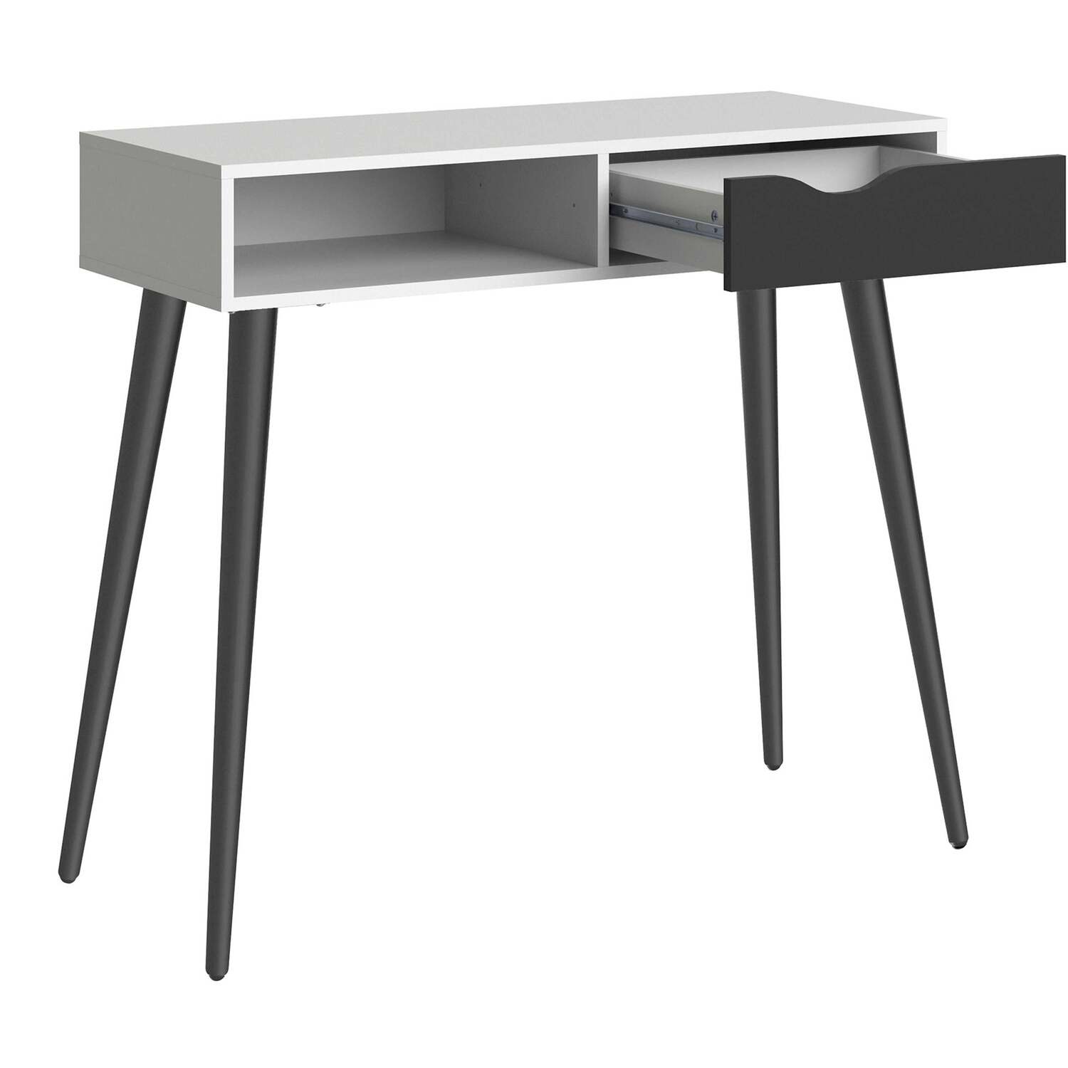 Sapporo Console Table White Top With Matt Black Frame 1 Drawer 1 Shelf - White And Black