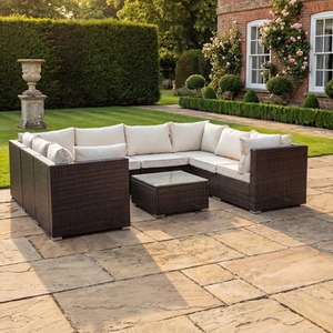 Oliena 8 Seat Modular Rattan Small U-Shape Garden Furniture