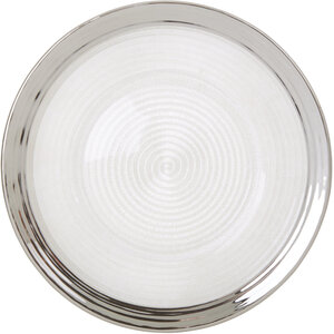 Ida Embossed Glass Dinner Plate With Silver Rim